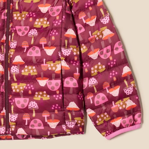 Girls Burgundy Lightweight Water Resistant Hooded Puffer Jacket Winter Coat - Picture 5 of 7